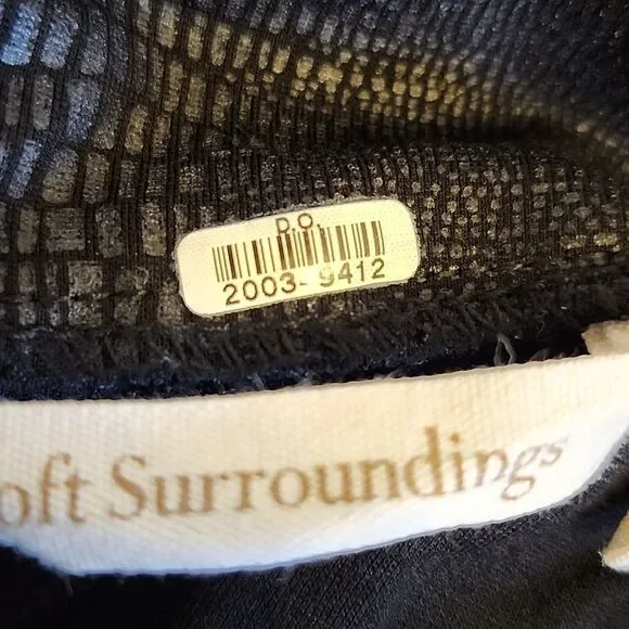 Soft Surroundings black/charcoal snakeskin print soft stretch slim leg pants, L - Picture 5 of 9